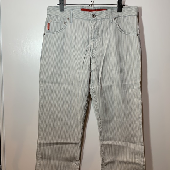 Alberto Mens White/Blue/Gray Multistripe Pants - Picture 4 of 9